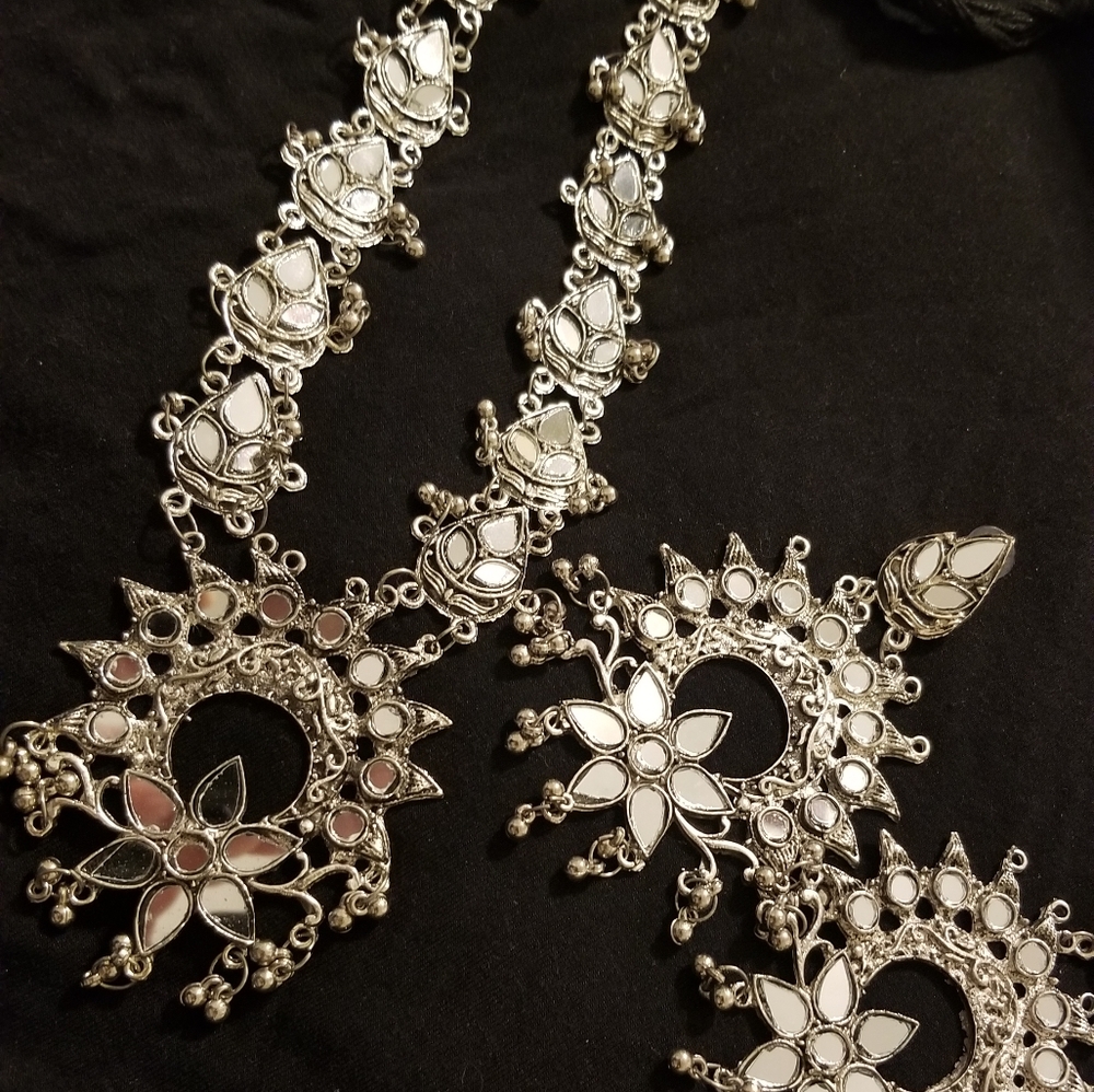 Indian silver necklace and earings